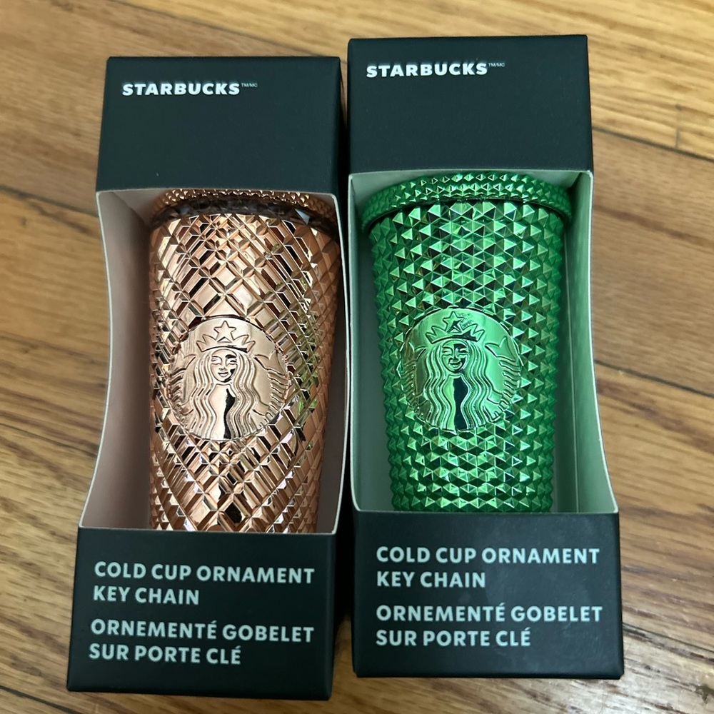 Two metallic Starbucks keychains nwt